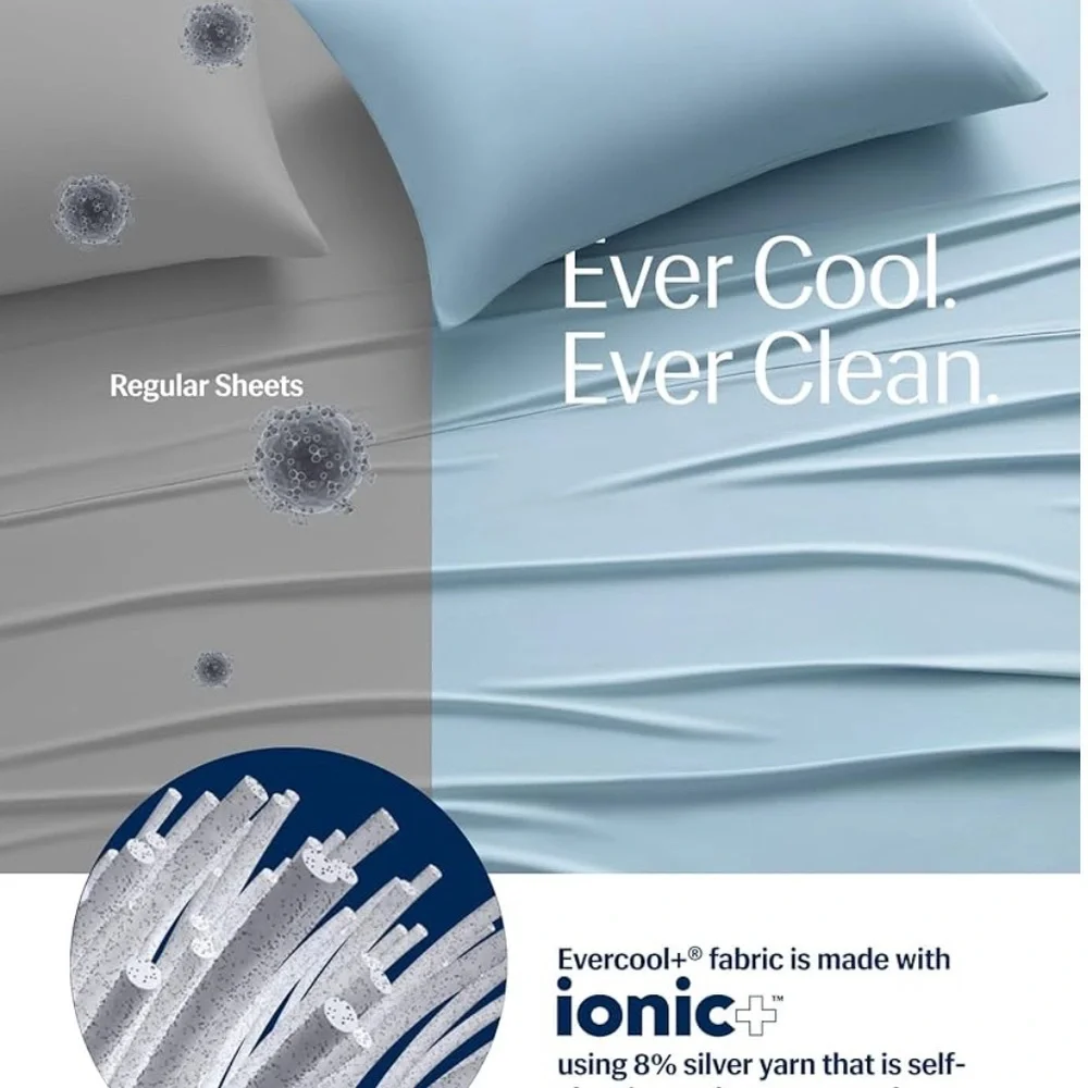 REST Evercool+ Cooling Pillow Cases Standard - 2 Pillowcase for Sensitive Blue